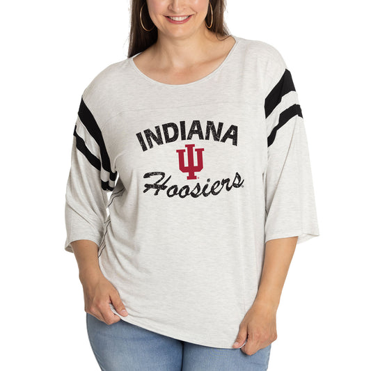 Women's  Ash Indiana Hoosiers Sabrina 3/4-Sleeve Jersey T-Shirt