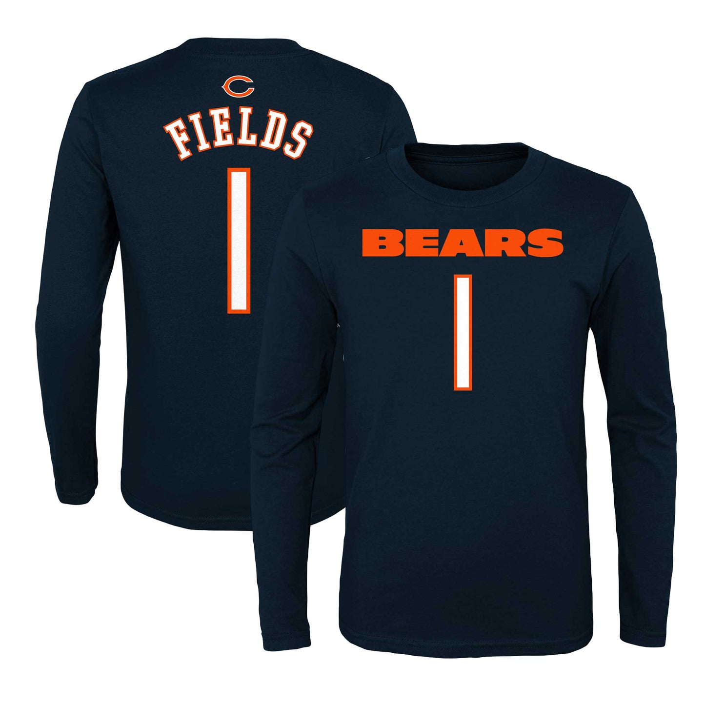 Youth Justin Fields Navy Chicago Bears Mainliner Player Name & Number Long Sleeve T-Shirt