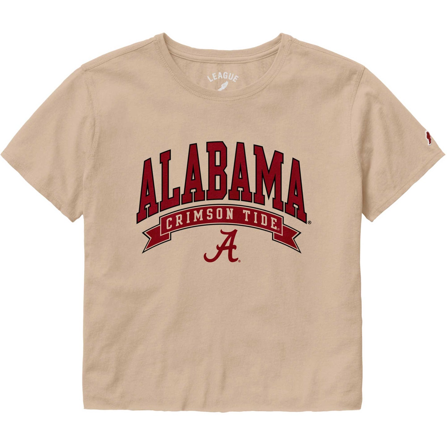 Women's League Collegiate Wear Tan Alabama Crimson Tide Banner Clothesline Cropped T-Shirt