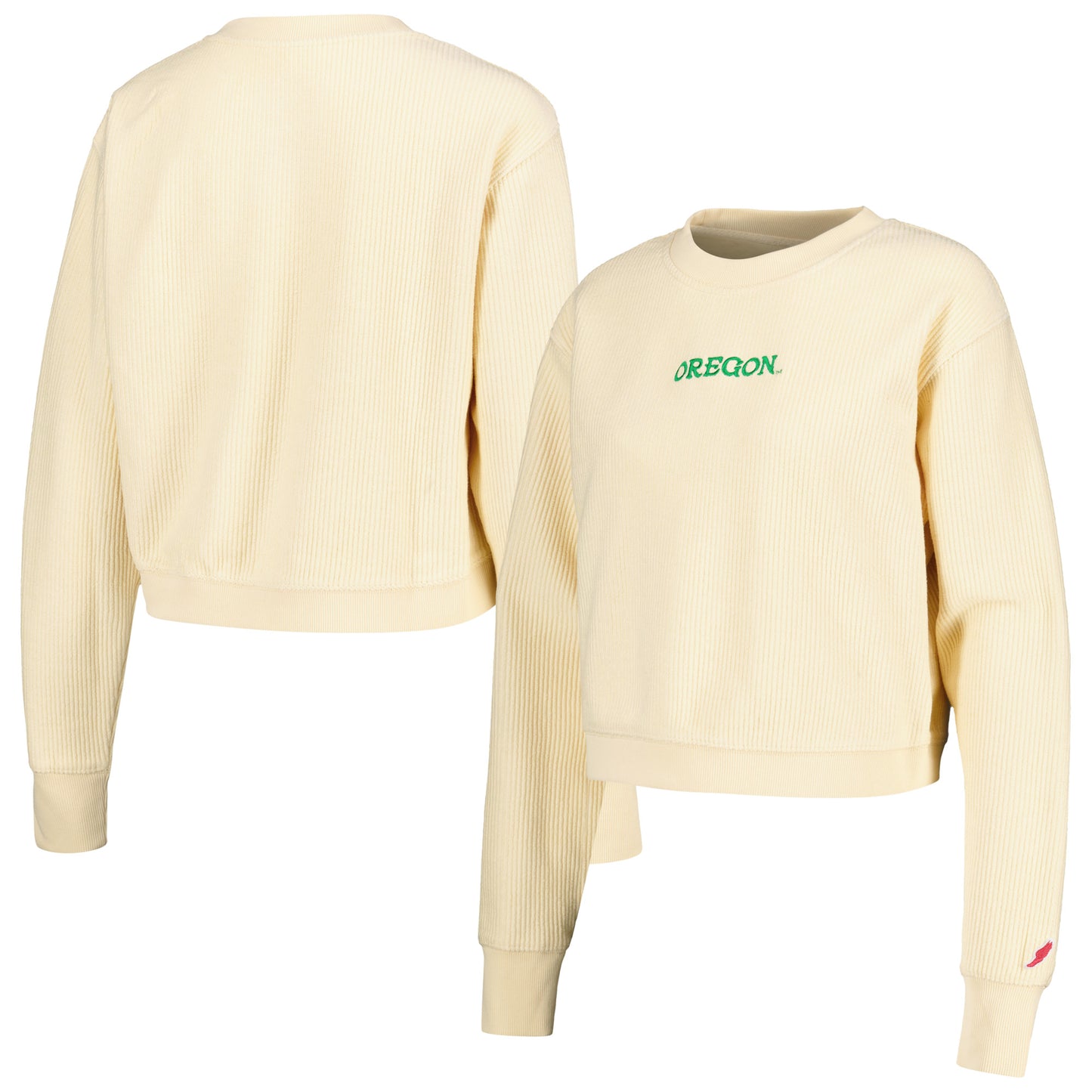 Women's League Collegiate Wear Cream Oregon Ducks Timber Cropped Pullover Sweatshirt