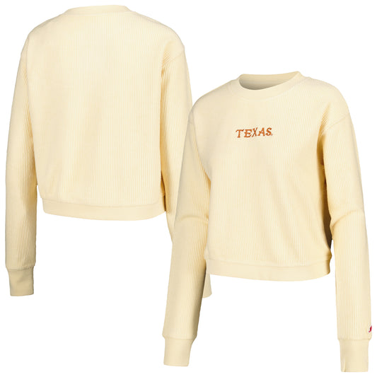 Women's League Collegiate Wear Cream Texas Longhorns Timber Cropped Pullover Sweatshirt