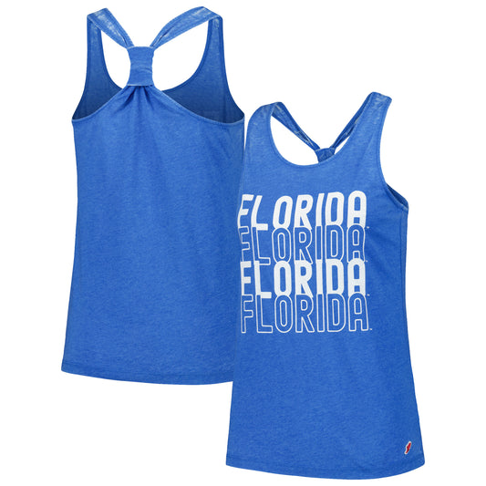 Women's League Collegiate Wear Royal Florida Gators Stacked Name Racerback Tank Top