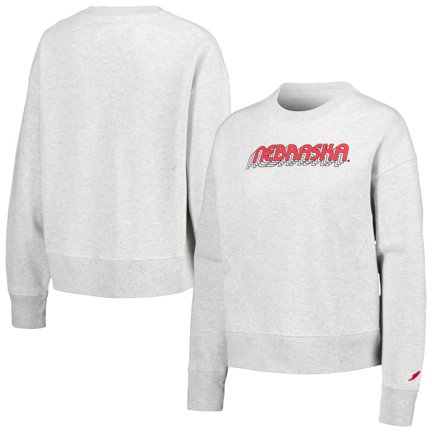 Women's League Collegiate Wear Ash Nebraska Huskers Boxy Pullover Sweatshirt