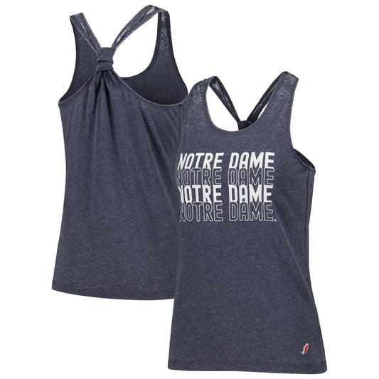 Women's League Collegiate Wear Navy Notre Dame Fighting Irish Stacked Name Racerback Tank Top