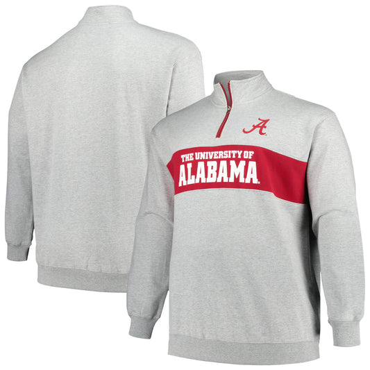 Men's Profile Heather Gray Alabama Crimson Tide Big & Tall Fleece Quarter-Zip Jacket