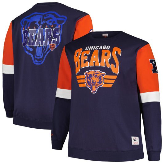 Men's Mitchell & Ness Navy Chicago Bears Big & Tall Fleece Pullover Sweatshirt