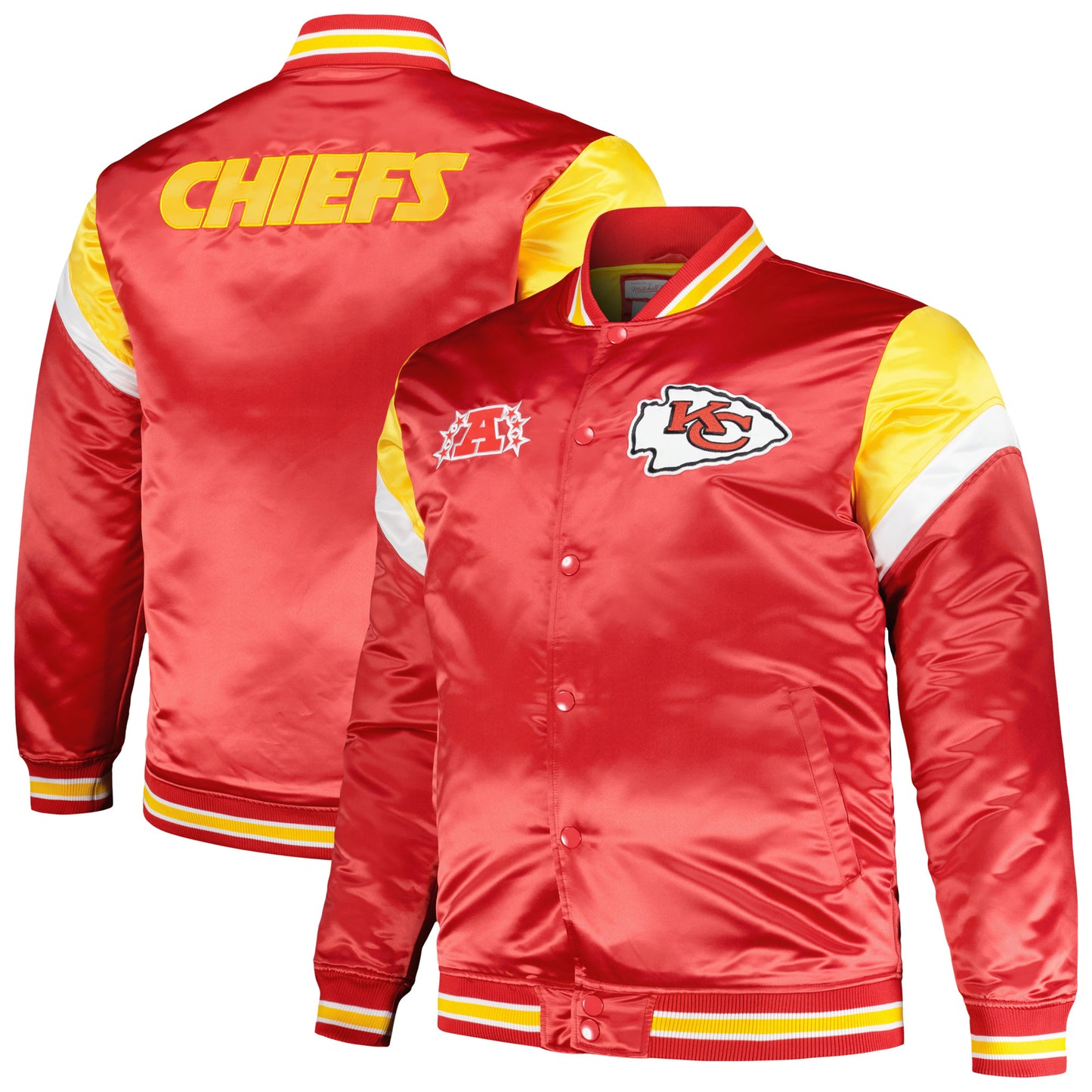 Men's Mitchell & Ness  Red Kansas City Chiefs Big & Tall Satin Full-Snap Jacket