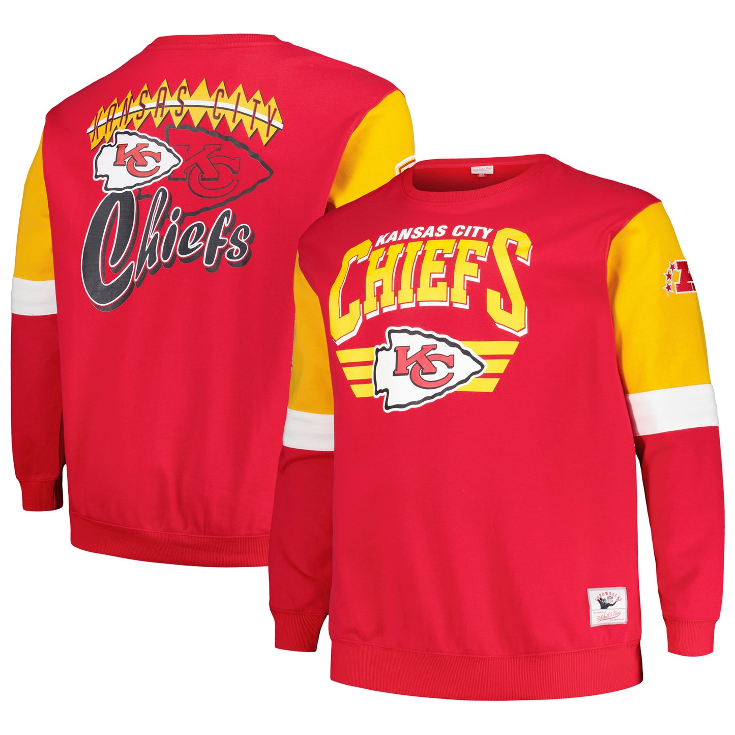 Men's Mitchell & Ness Red Kansas City Chiefs Big & Tall Fleece Pullover Sweatshirt