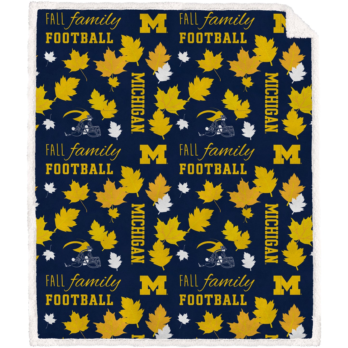 Pegasus Michigan Wolverines 60" x 70" Fall, Family & Football Flannel Fleece Sherpa Blanket