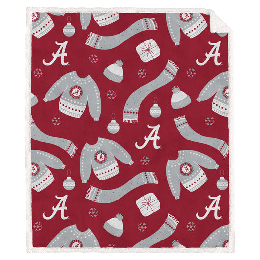 Pegasus Alabama Crimson Tide 60" x 70" Ugly Sweater Flannel Fleece Sherpa Blanket