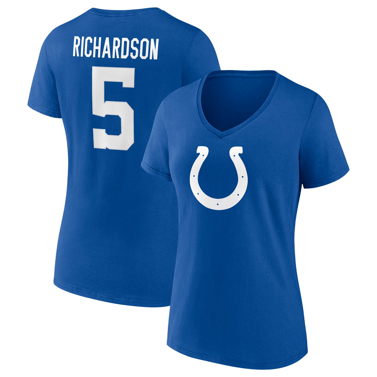 Women's Fanatics Anthony Richardson Royal Indianapolis Colts Icon Name & Number V-Neck T-Shirt