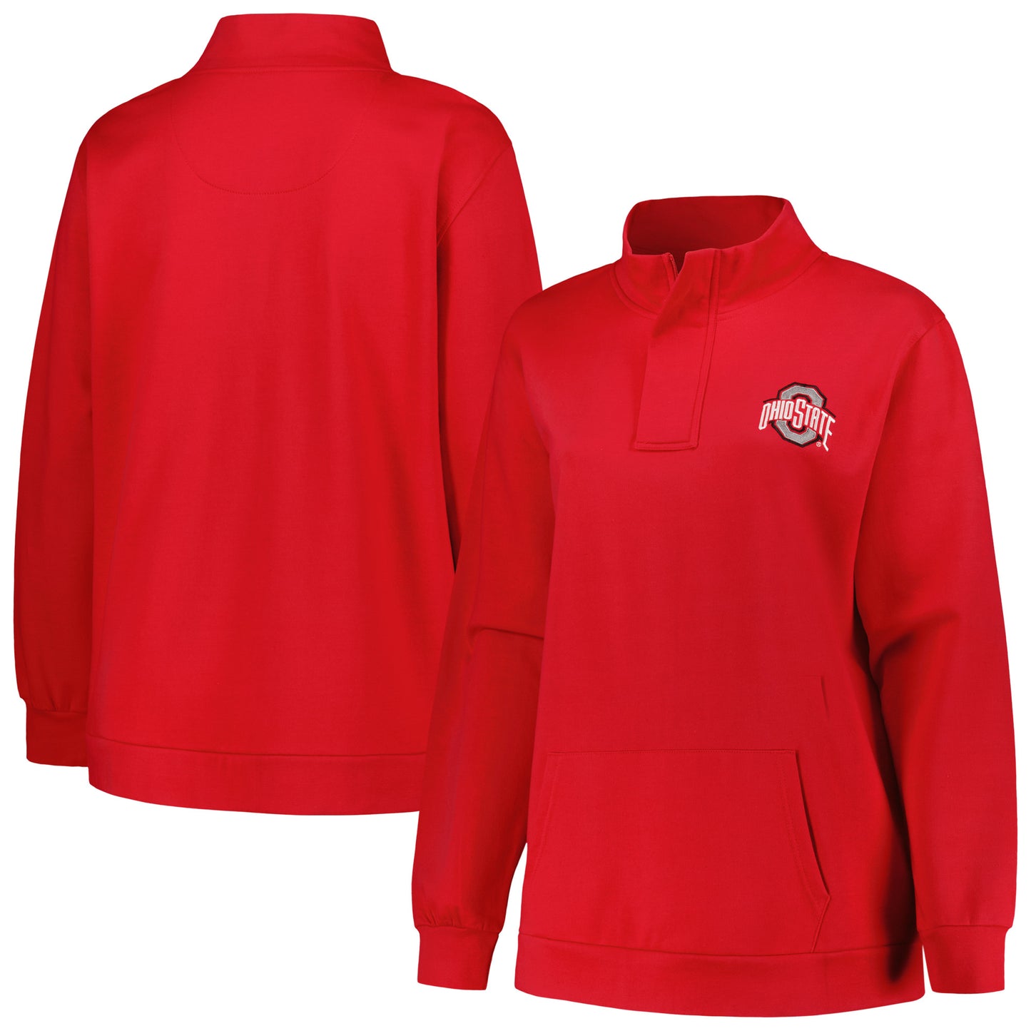 Women's Profile Scarlet Ohio State Buckeyes Plus Size Fleece Quarter-Zip Jacket