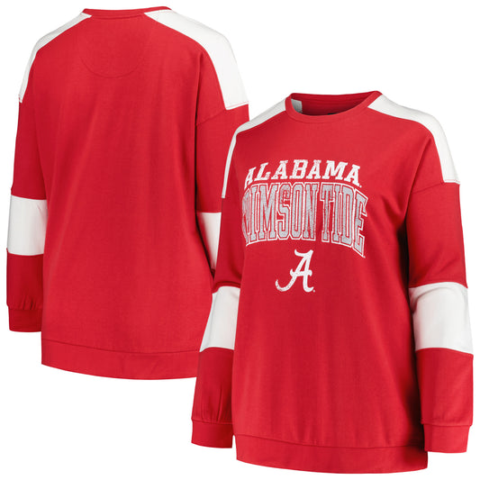 Women's Profile Crimson Alabama Crimson Tide Plus Size Striped Pullover Sweatshirt