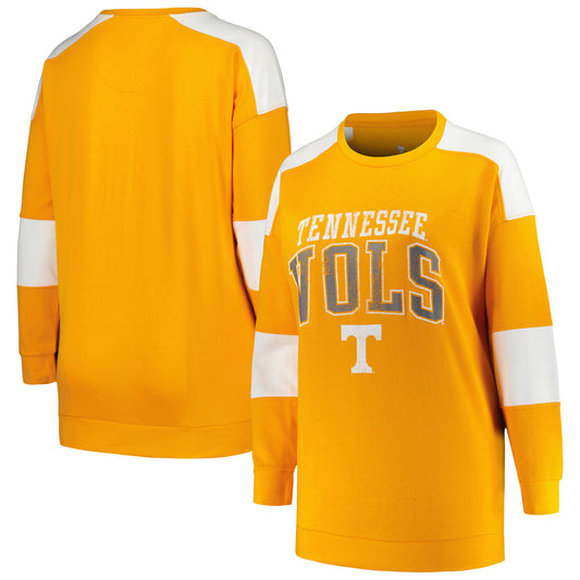 Women's Profile Tennessee Orange Tennessee Volunteers Plus Size Striped Pullover Sweatshirt