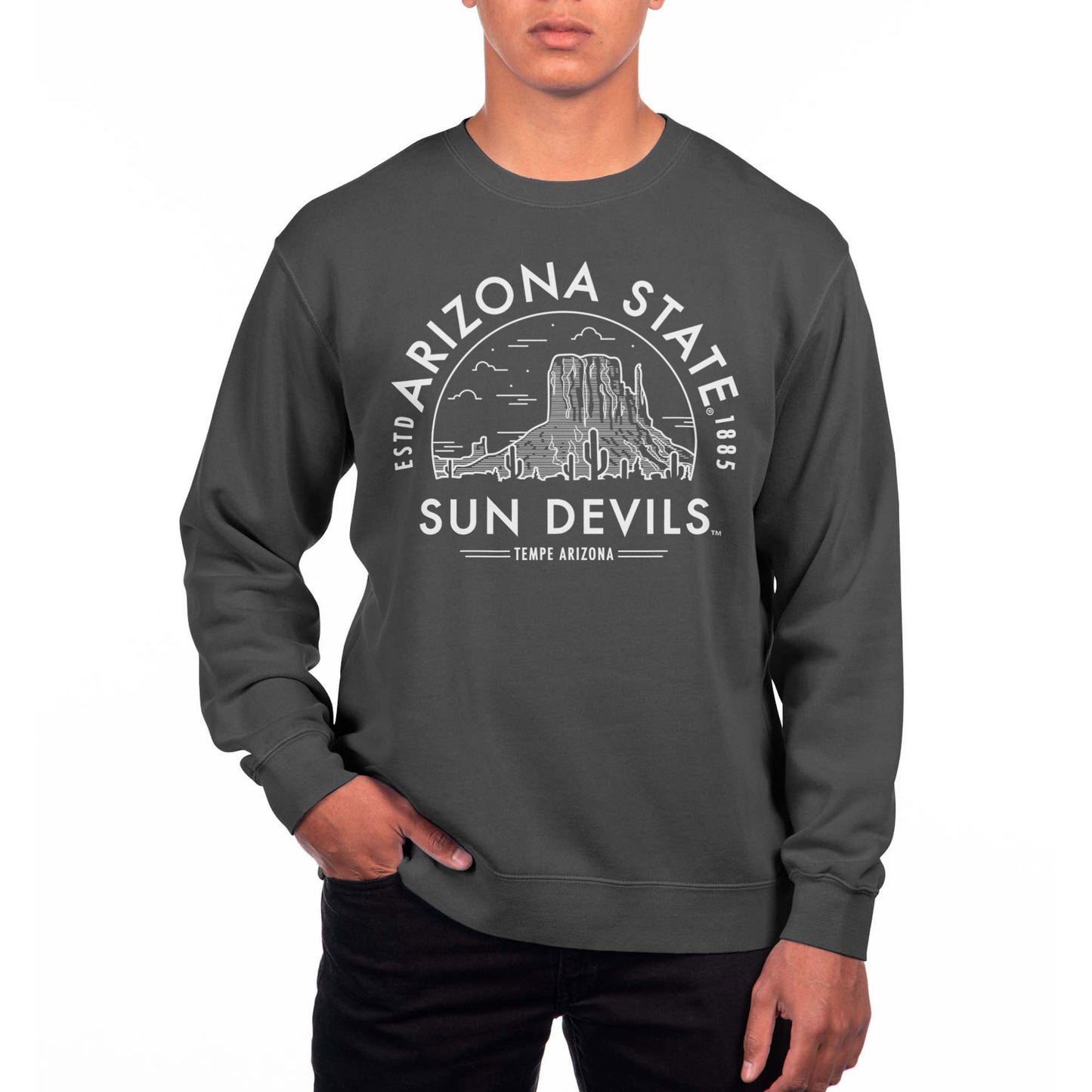 Men's Uscape Apparel  Black Arizona State Sun Devils Pigment Dyed Fleece Sweatshirt