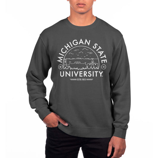 Men's Uscape Apparel  Black Michigan State Spartans Pigment Dyed Fleece Sweatshirt