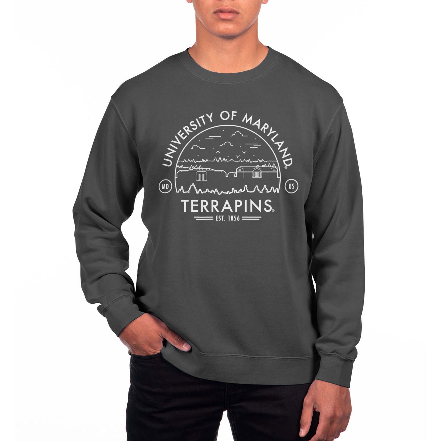 Men's Uscape Apparel  Black Maryland Terrapins Pigment Dyed Fleece Sweatshirt