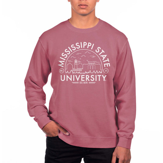 Men's Uscape Apparel Maroon Mississippi State Bulldogs Pigment Dyed Fleece Sweatshirt