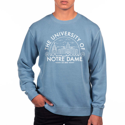 Men's Uscape Apparel  Light Blue Notre Dame Fighting Irish Pigment Dyed Fleece Sweatshirt