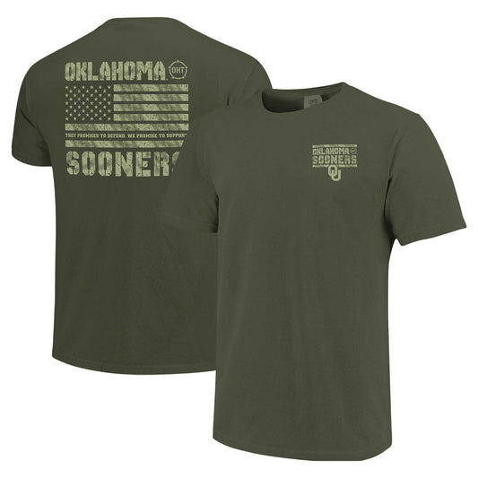 Men's Olive Oklahoma Sooners OHT Military Appreciation Comfort Colors T-Shirt