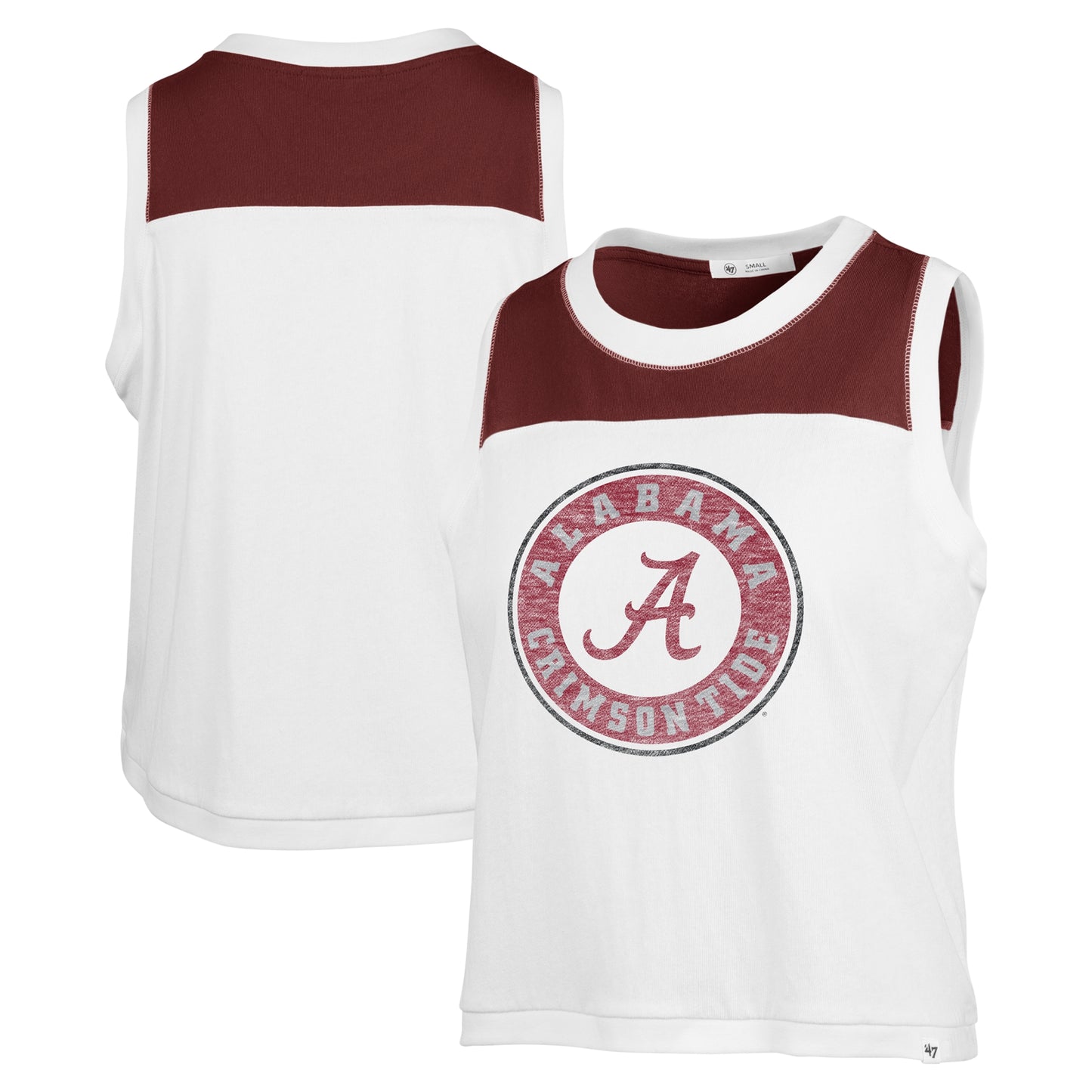 Women's '47 White Alabama Crimson Tide Premier Zoey Waist Length Tank Top