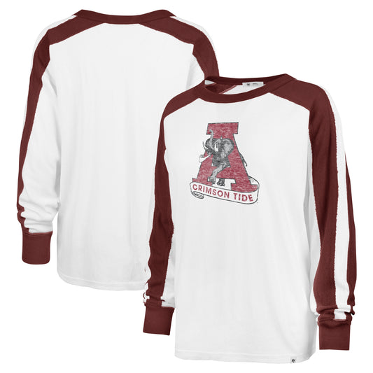 Women's '47 White Alabama Crimson Tide Premier Caribou Raglan Long Sleeve T-Shirt