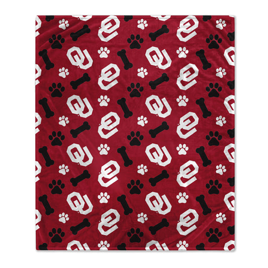 Pegasus  Oklahoma Sooners 40" x 50" Lightweight Bones Flannel Fleece Pet Blanket