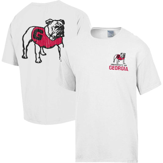 Men's Comfort Wash White Georgia Bulldogs Vintage Logo T-Shirt