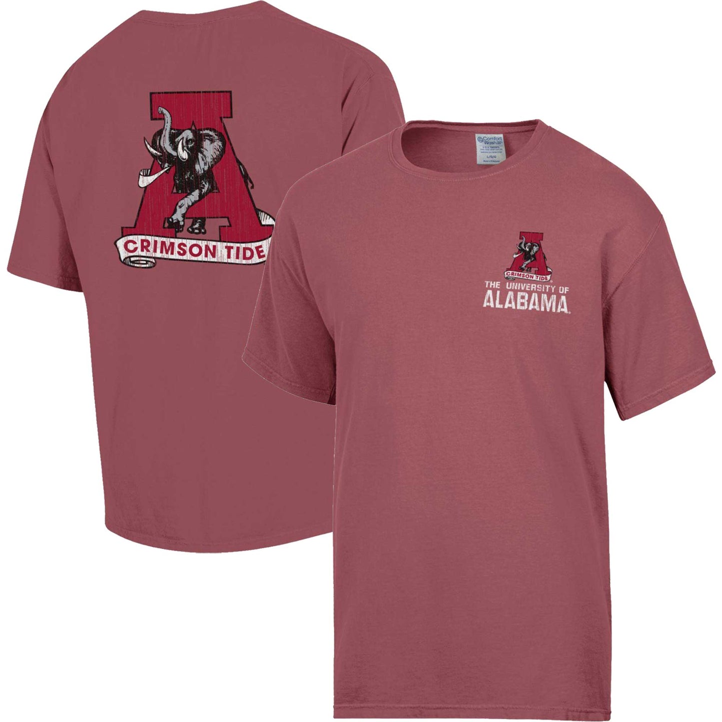 Men's Comfort Wash Crimson Alabama Crimson Tide Vintage Logo T-Shirt