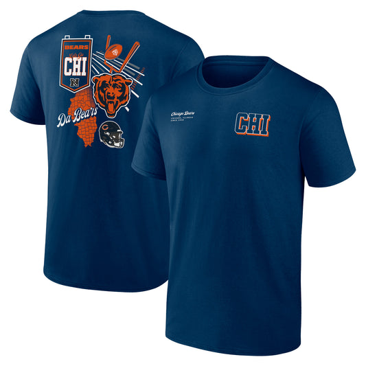 Men's Fanatics Navy Chicago Bears Split Zone T-Shirt