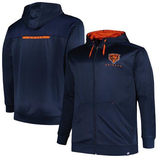 Men's Profile Navy Chicago Bears Big & Tall Defender Full-Zip Hoodie
