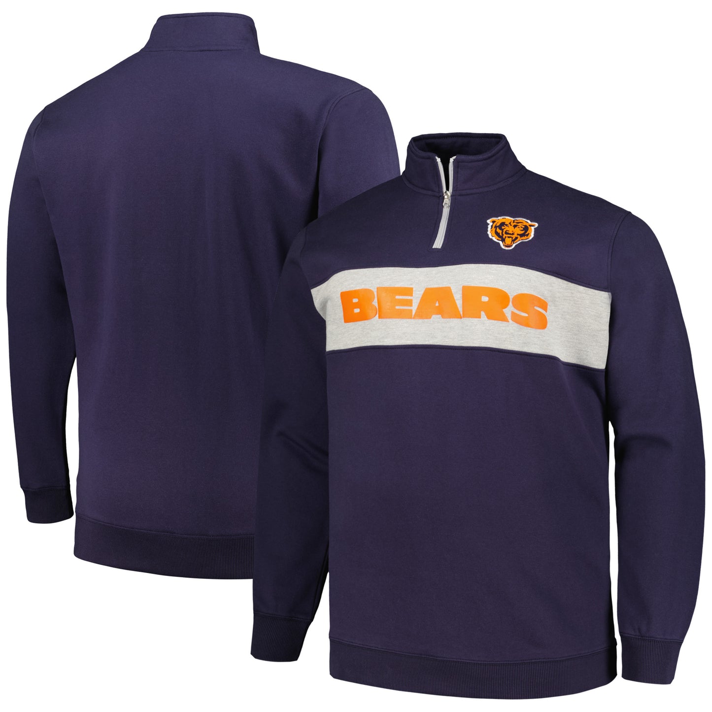 Men's Profile Navy Chicago Bears Big & Tall Fleece Quarter-Zip Jacket