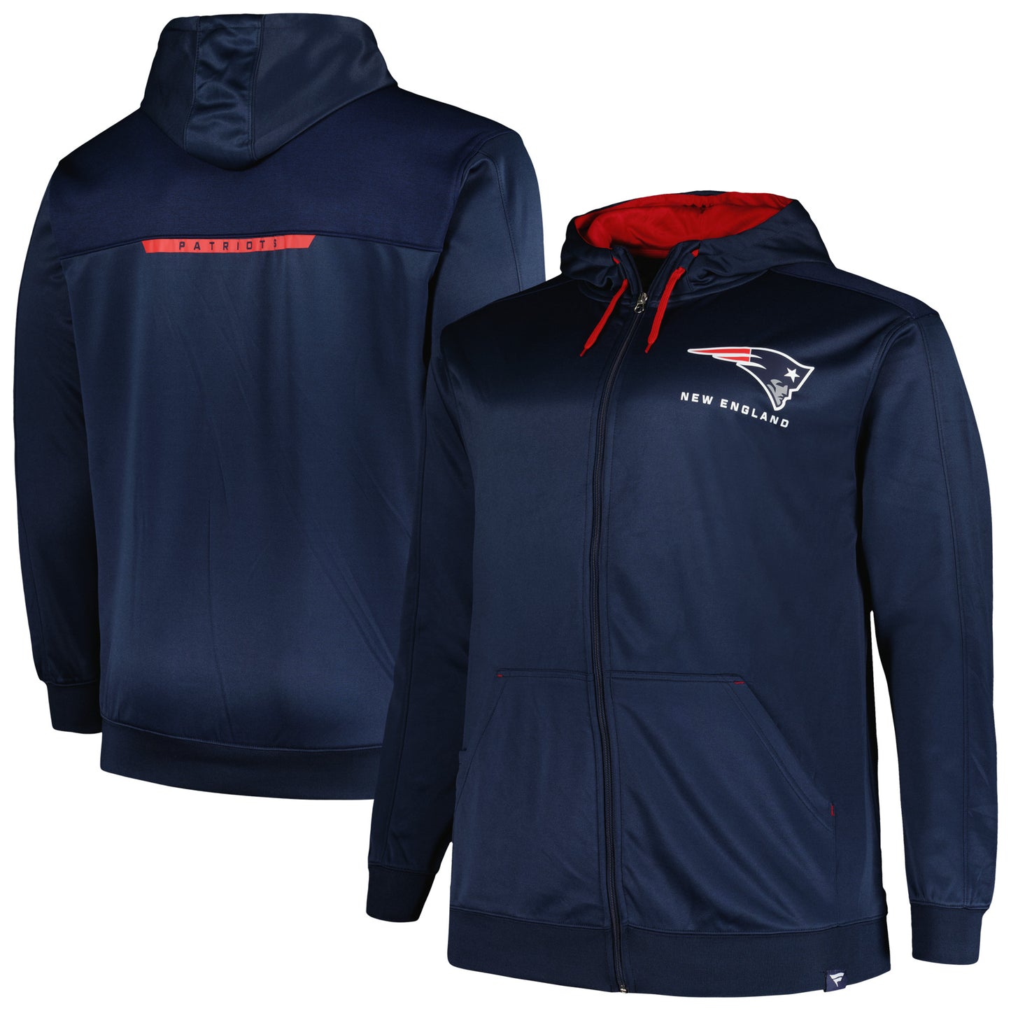 Men's Profile Navy New England Patriots Big & Tall Defender Full-Zip Hoodie