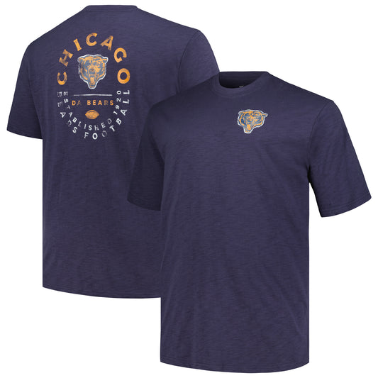 Men's Profile Navy Chicago Bears Big & Tall Two-Hit Throwback T-Shirt