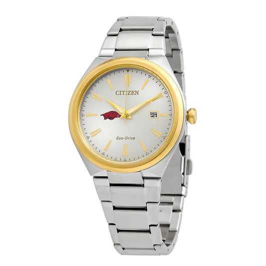 Men's Silver/Gold Arkansas Razorbacks Citizen Eco-Drive Two-Tone Watch