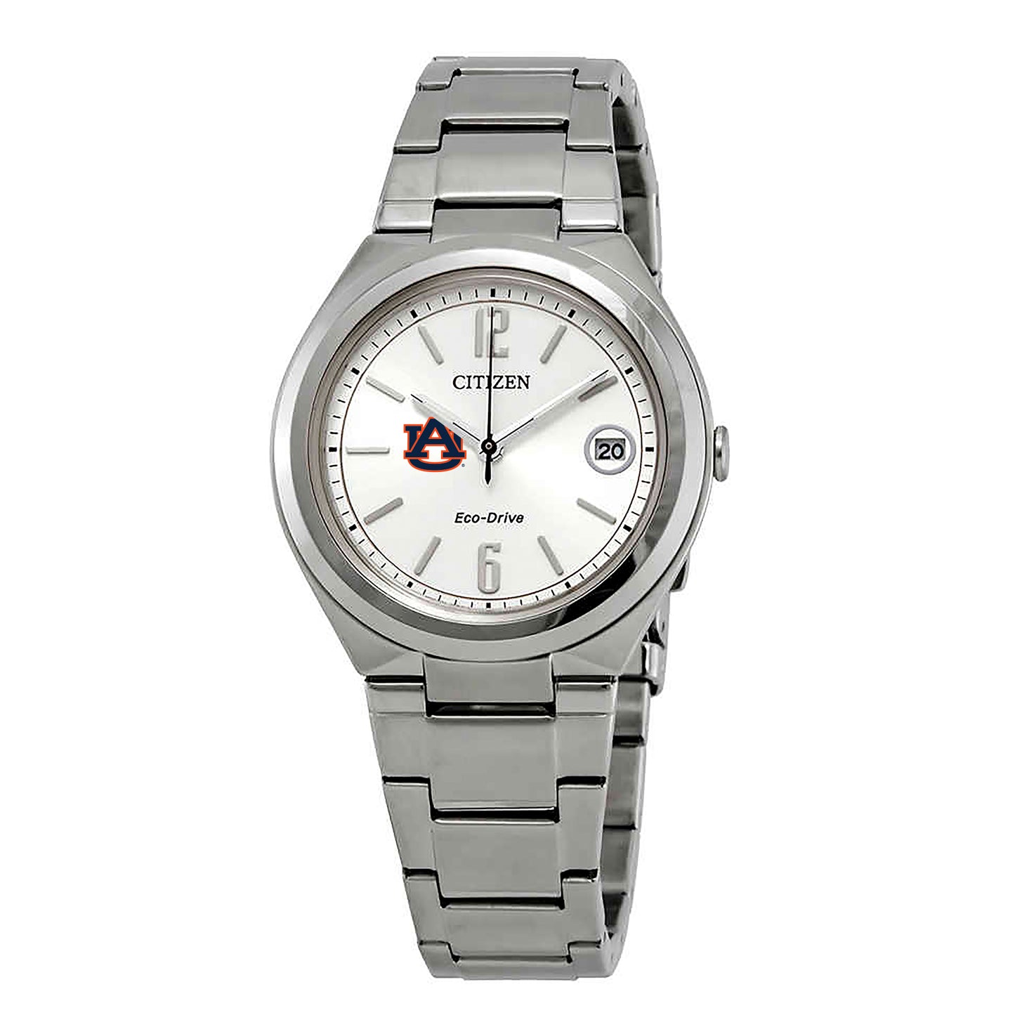 Women's  Silver Auburn Tigers Eco-Drive Stainless Steel Watch
