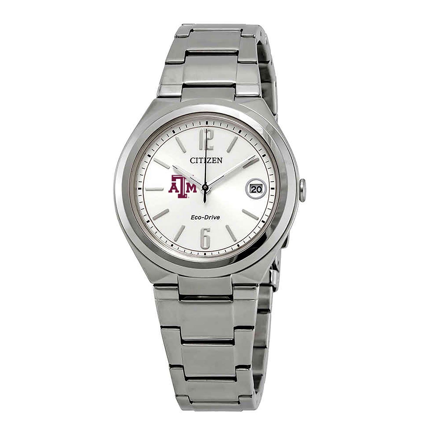 Women's  Silver Texas A&M Aggies Eco-Drive Stainless Steel Watch