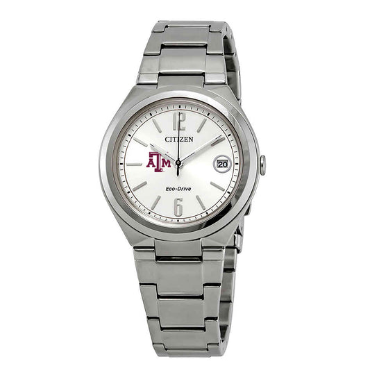 Women's  Silver Texas A&M Aggies Eco-Drive Stainless Steel Watch