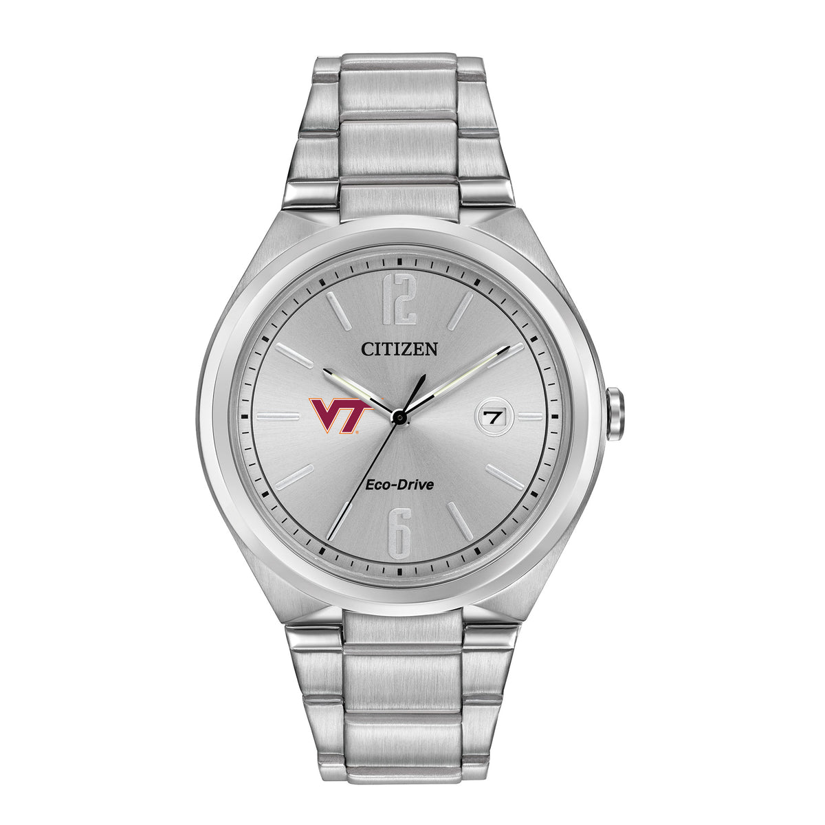 Men's Silver Virginia Tech Hokies Citizen Eco-Drive Stainless Steel Watch
