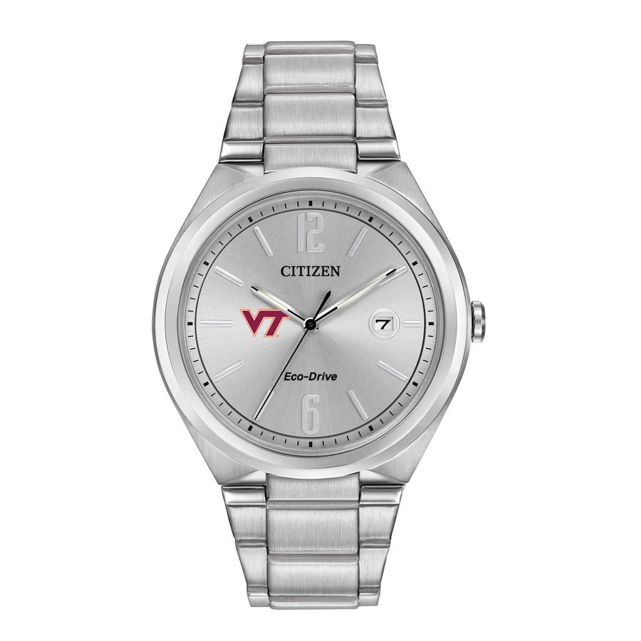 Men's Silver Virginia Tech Hokies Citizen Eco-Drive Stainless Steel Watch