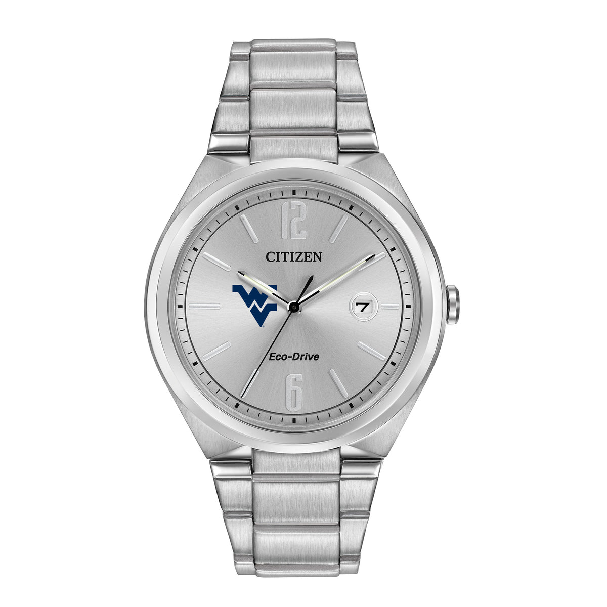 Men's Silver West Virginia Mountaineers Citizen Eco-Drive Stainless Steel Watch