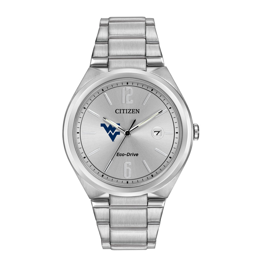 Men's Silver West Virginia Mountaineers Citizen Eco-Drive Stainless Steel Watch