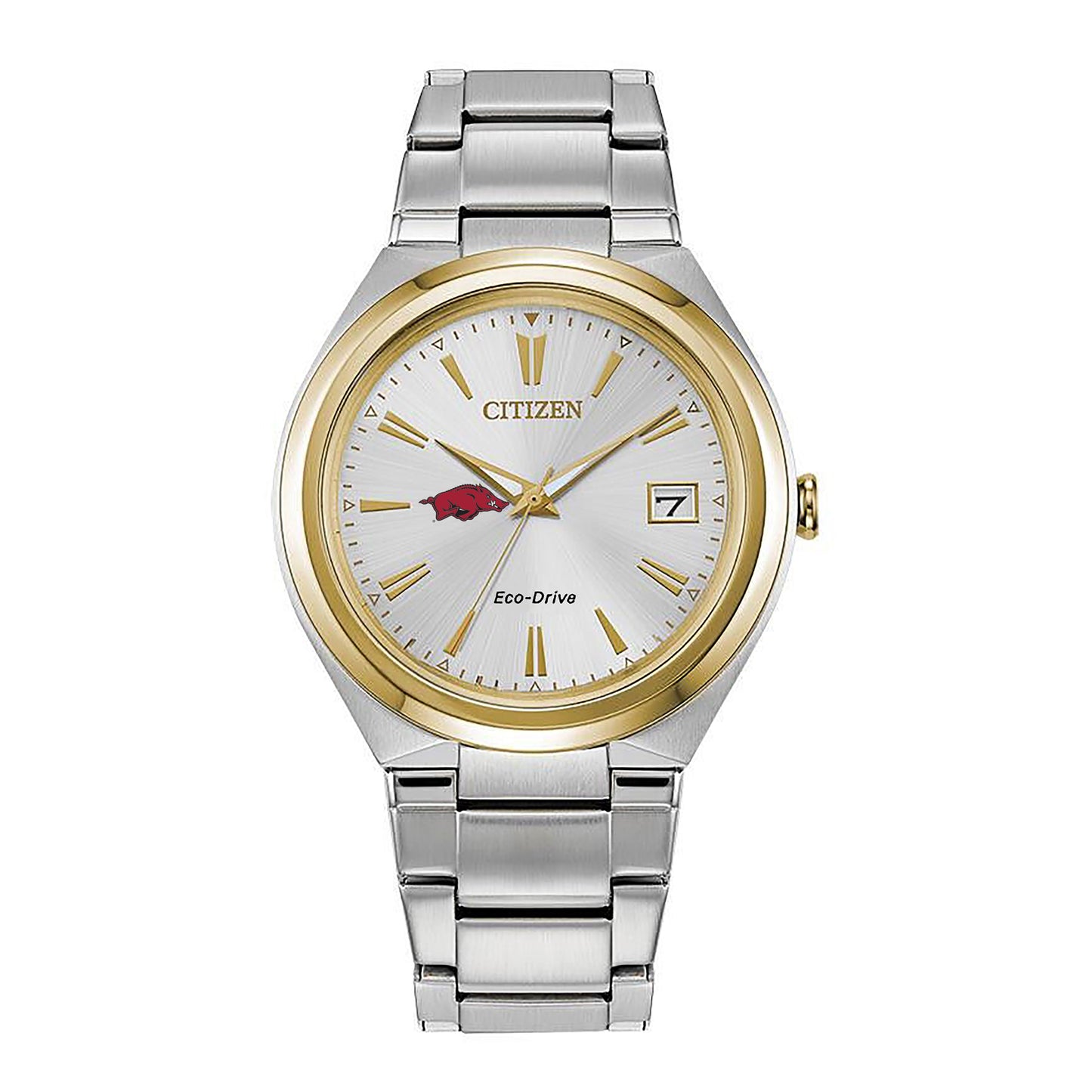 Women's  Silver/Gold Arkansas Razorbacks Citizen Eco-Drive Two-Tone Watch
