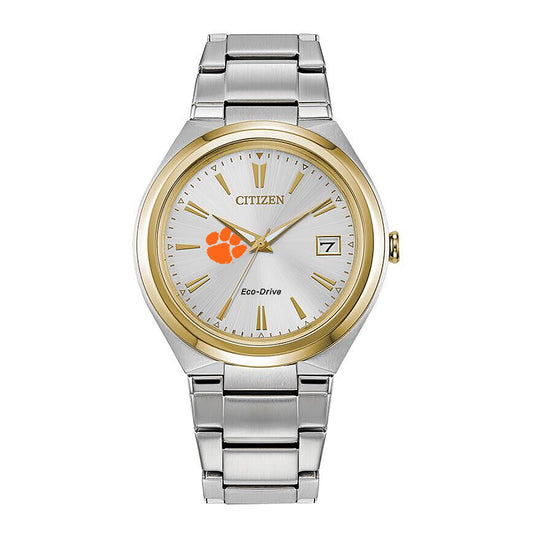 Women's  Silver/Gold Clemson Tigers Citizen Eco-Drive Two-Tone Watch