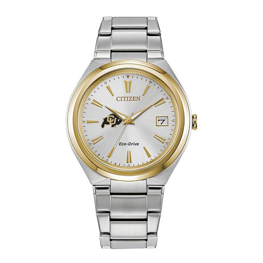 Women's  Silver/Gold Colorado Buffaloes Citizen Eco-Drive Two-Tone Watch