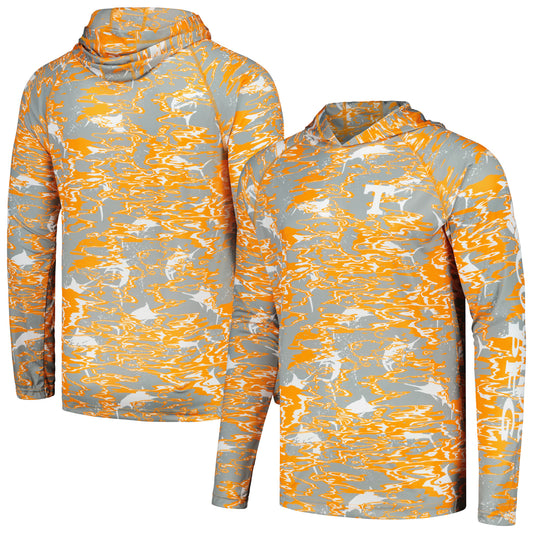 Men's Columbia Tennessee Orange Tennessee Volunteers PFG Terminal Tackle Omni-Shade Rippled Long Sleeve Hooded T-Shirt