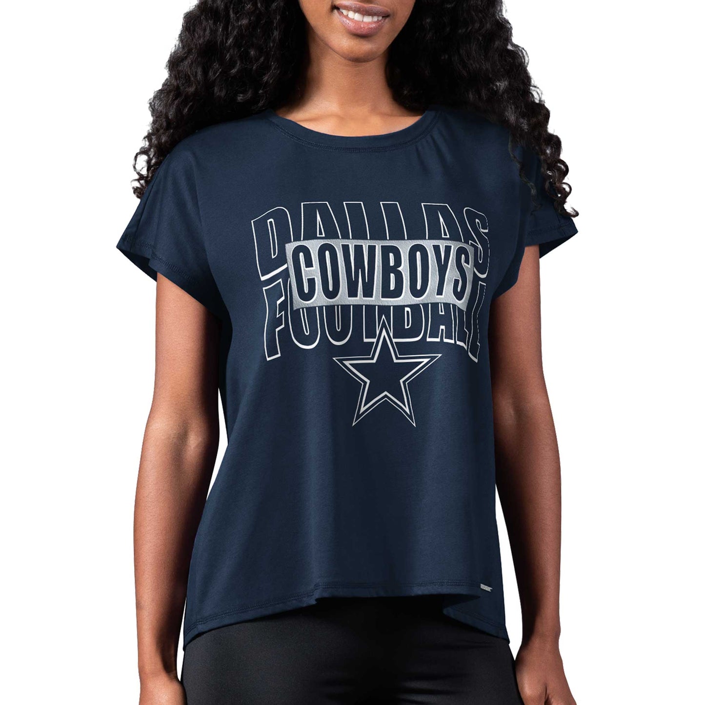 Women's MSX by Michael Strahan Navy Dallas Cowboys Abigail Back Slit T-Shirt