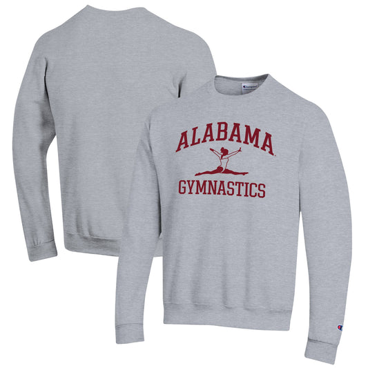 Men's Champion  Gray Alabama Crimson Tide Gymnastics Icon Powerblend Pullover Sweatshirt