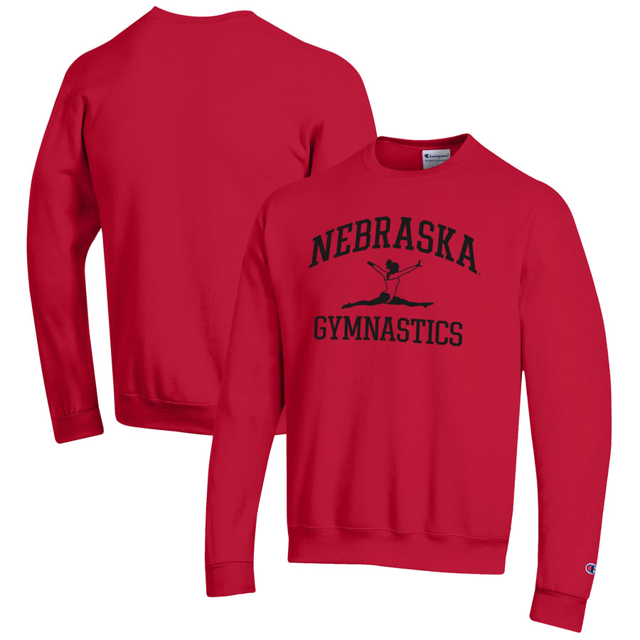Men's Champion  Scarlet Nebraska Huskers Gymnastics Icon Powerblend Pullover Sweatshirt