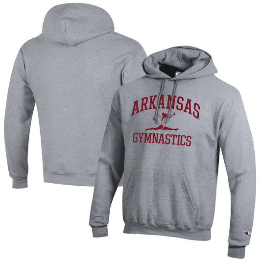 Men's Champion  Gray Arkansas Razorbacks Gymnastics Icon Powerblend Pullover Hoodie